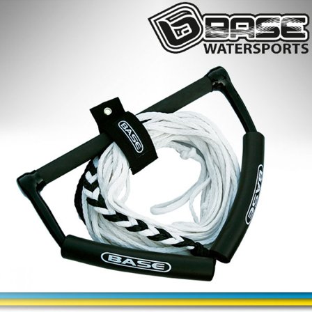 Wakeboardline BASE Team Standard, 20 meter, 3 sektioner, med gummihåndtag, sort/hvid