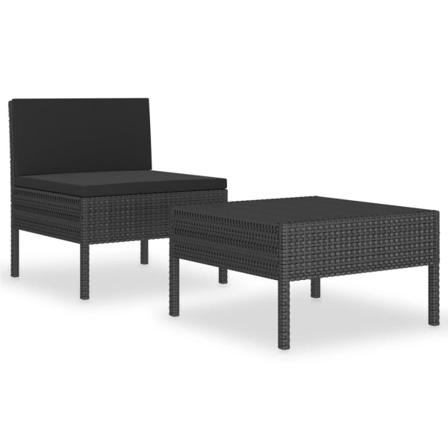Vidaxl Loungeset För Trädgården Med Dynor 2 Delar Konstrotting S Svart