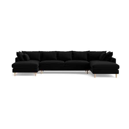 Ofelia U-sofa, venstrevendt - Riviera Sort - 377x210x85 - Sofa, u-sofa