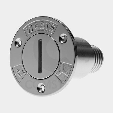 Dæksgennemføring septik Maestrini Chrome Plated Deck Fitting Waste, ISO 8099:2000, lige, kromet messing & låg i kromet messing, for Ø38 mm slange