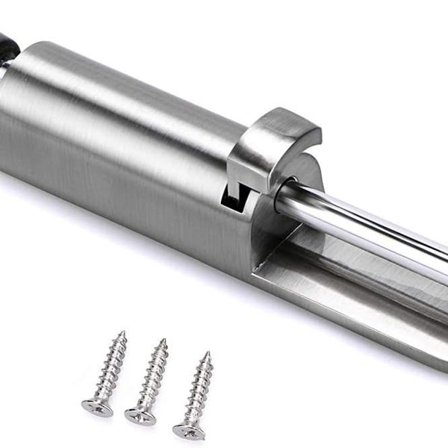 Fjærbelastet justerbar dørstopper med skrue