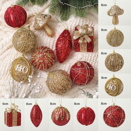 Christmas Tree Balls Bauble Hängande Party Ornament Balls Set Golden Red 9pcs