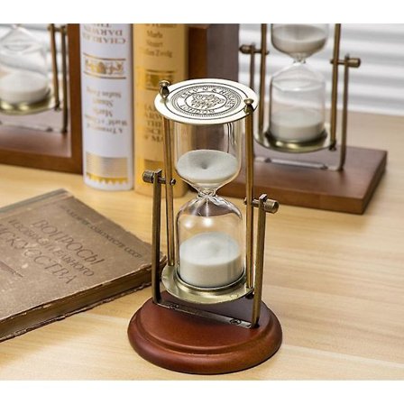sysy Vintage 15 minutters timeglas, 360° roterende sandur, messing 15 minutters glas til hjem, skrivebord, [DB]