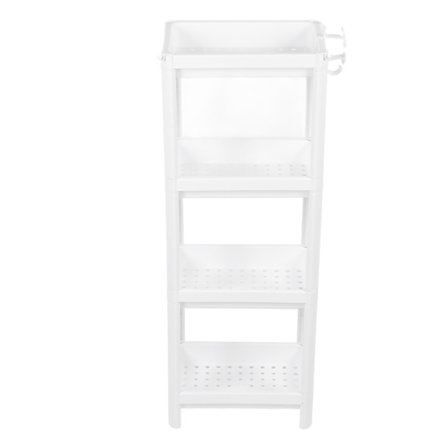 Plastik Badeværelses Tårnhylde Fritstående Opbevaringsorganisator Multifunktionel Enhed til Stue Soveværelse Køkken Hvid 4 Lag