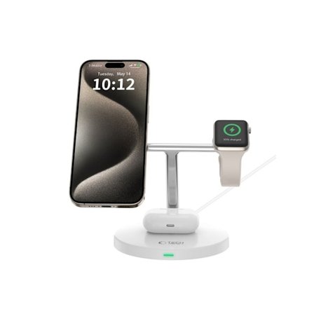 Tech-Protect langaton laturi A35 3in1 Magnetic MagSafe QI15W, valkoinen