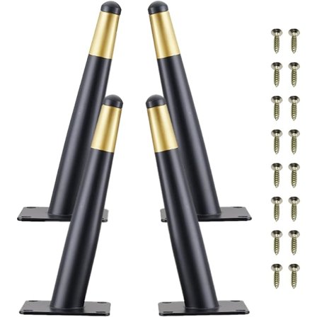 Metallbordben, 4 stk. koniske møbelben skrå skapben med skruer for sofa, salongbord, TV-skap og andre møbelben (20 cm)