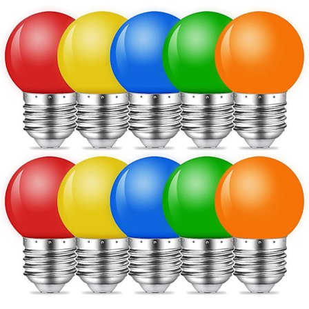 10-pakke Fargede LED-lys, 1W E27 G45 Pærer, LED Fargede Mini Globe Pærer, Blandede Farger for Utendørs Innendørs Lyslenke, Jul, Fest{jkw}
