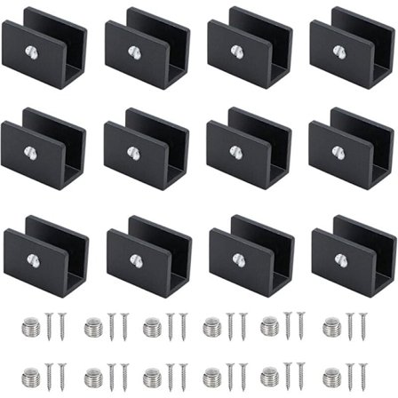 12 stk glassklemmer aluminium hylleknekter justerbar glassdeler brakett for 8-10 mm tykke glasshyller vaskerom balkong (med skruer)