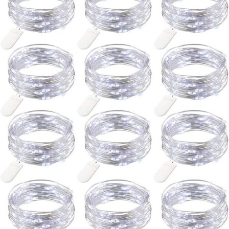 12 st batteridrivna mini LED-slingor, 20 LED koppartrådslampor, 2 m ba