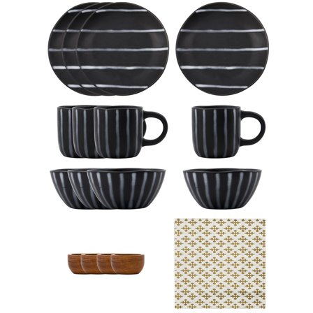 House doctor Line brunchkit 16 delar, svart/brun | Dukning & Servering > Skålar > Frukostset | Bagaren och Kocken