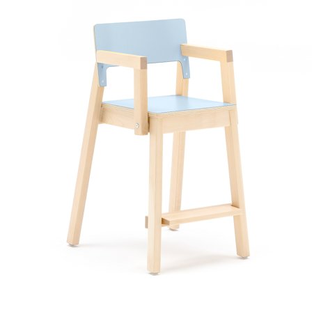 Großer Kinderstuhl LOVE mit Armlehnen, H 500 mm, Birke, Laminat Birke, blau