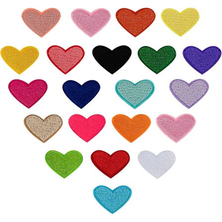20 stk strykejern-på lapp mini strykejern-på merke mini fargerike hjerte lapper for plagg pynt og reparasjon