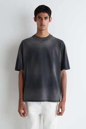 COS Homme T-Shirt Oversize À Col Montant En Jersey Délavé in Noir