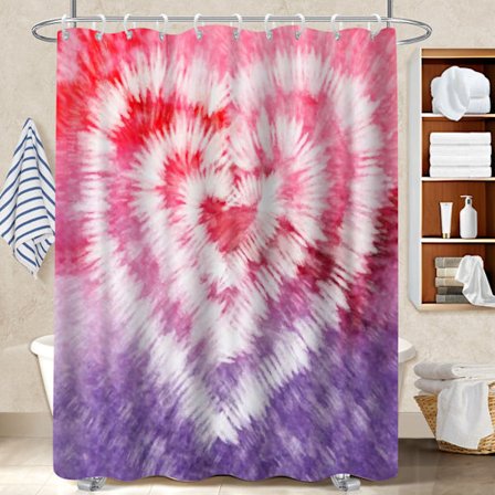 Hjerte Mønster Vandtæt Bruseforhæng Badeværelsesindretning Sæt med Kroge, Hurtigtørrende Badeværelsestilbehør til RV, Camper, Båd