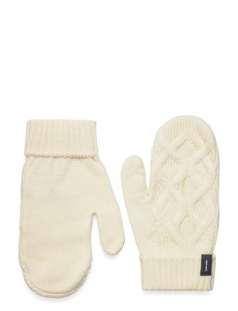 U Mer Cable Knit Mittens Beige Icebreaker