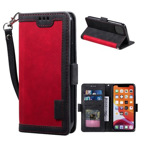 Surburbian iPhone 12 Pro / iPhone 12 nahkainen fläppikotelo - Punainen