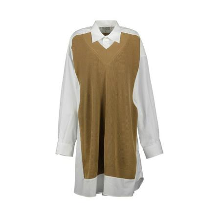 Maison Margiela Two-material shirt Kjole Brun, Dame