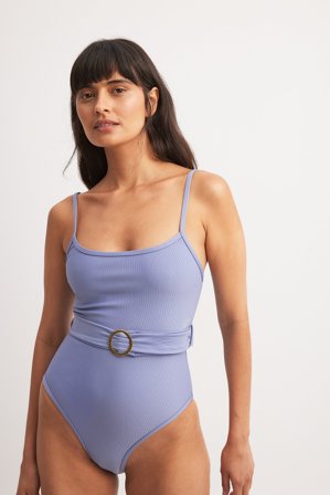 NA-KD Maillot une pièce ceinturé - Maillots de bain 1 pièce - Bleu - M