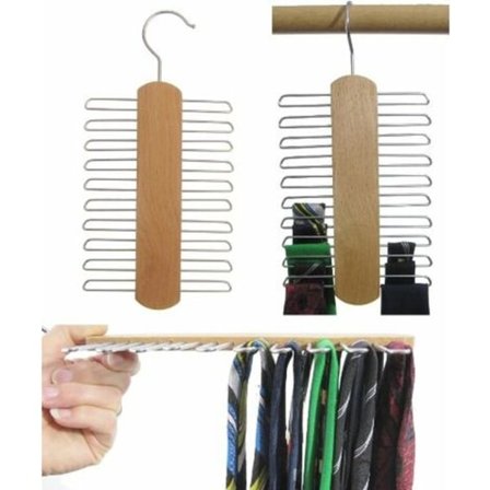 Slipshållare - Bokträ - 20 slipsar, 2-pack