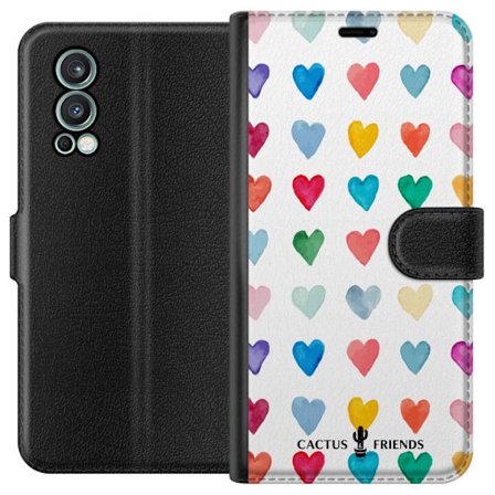 Yhteensopiva Lompakkokotelo OnePlus OnePlus Nord 2 5G Cactus and Friends - Watercolor Love Grid