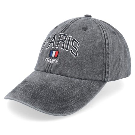 Iconic - Negro unconstructed Gorra - Paris France Washed Black Dad Cap @ Hatstore