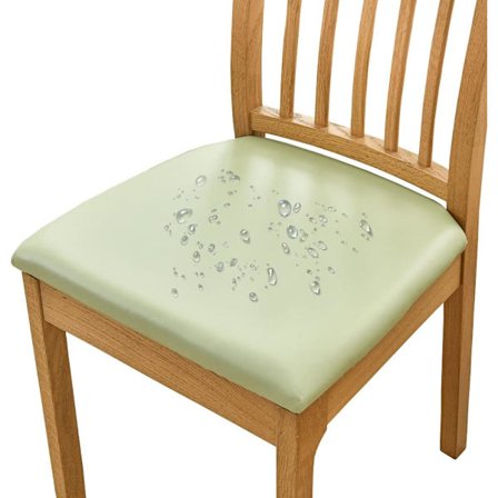 Stoltrekk for spisestue, sett med 4, vanntette stoltrekk i PU-lær, polstrede stolputer - Lysegrønn