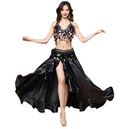3 Stk/Sæt Mavedans kostumer Danser Nederdel SORT