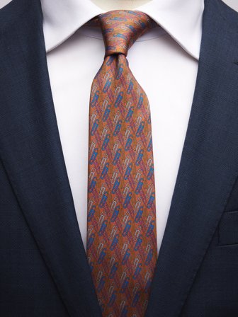 John Henric Men's Brown Tie Motif Size 6,5