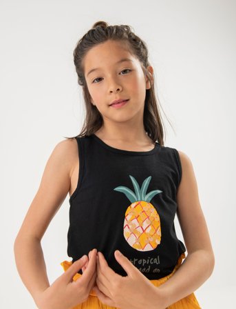 Boboli Knit T-Shirt Suspenders - Black - 122