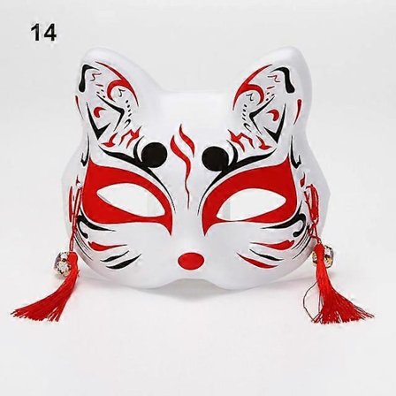 Anime Kettu Naamio Cosplay Pukujuhlat Rekvisiitta Käsinmaalattu Japanilainen Puolinaamio Kissa Naamio Naamiaiset Festivaali Pallo Kabuki Kitsune 