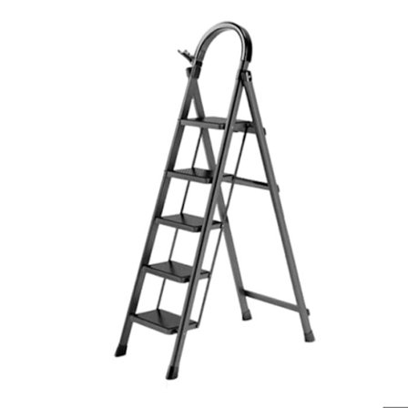 Escabeau - Seven Comfort - 5 steg - Fällbar - Stål - 74×47×139cm (L-B-H) - Max belastning 150kg - Svart