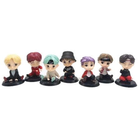 7 stk/sett BTS TinyTAN Mini Figur Bangtan Boys Grupper BTS Anime Figur Leke TOP Gruppe A.R.M.Y Gave Idol Dukke PVC Modell Ornament Kpop Merchandise