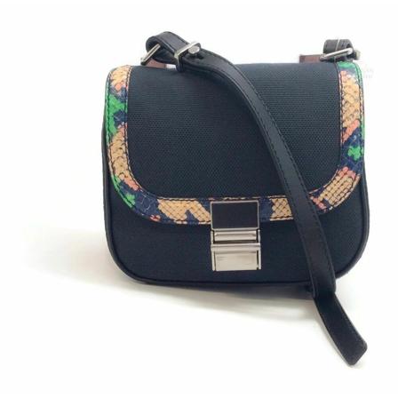 Proenza Schouler Proenza Schouler Snakeskin Trimmed Navy Snake / Canvas Cross Body Väska blå, Dam Axelremsväskor, Dam, Storlek: ONE SIZE