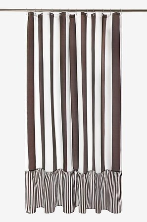 Jotex - Bruseforhæng Flæset Kaffe/Benvit - ANDREA - Køb Badeforhæng hos Jotex