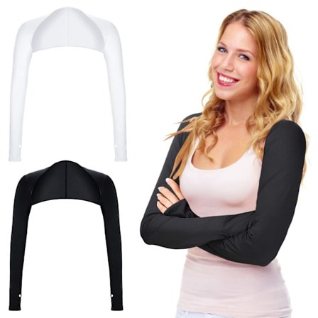 2-delad UV-skyddssjal Arm Sleeve Cooling Shawl Arm Sleeve med fingerhål Solskydd Kylarm Wrap (Svart/Vit)