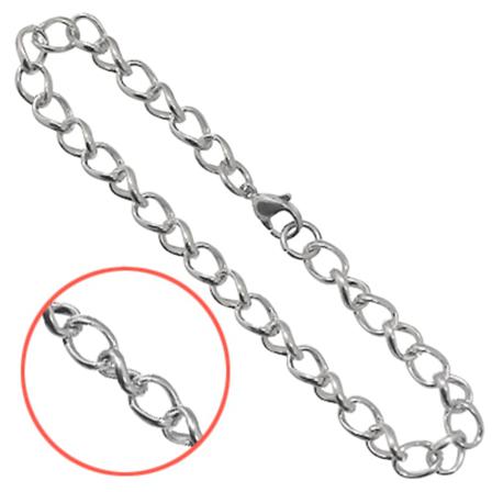 Kedjearmband av rostfritt kirurgiskt stål, 6x8mm länkar, 1st silver