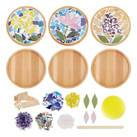 DIY Mosaiikkityösetti 3 Sarjaa Kukka Bamboo Lasinaluset Setti