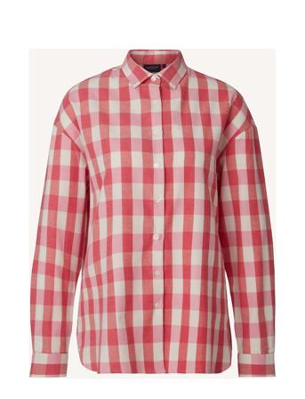 Edith Organic Cotton Flannel Check Shirt Langermet Skjorte Rosa Lexington Clothing*Betinget Tilbud
