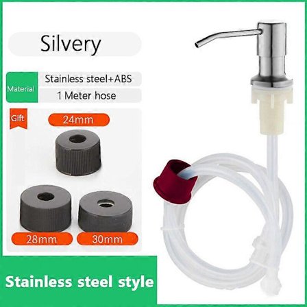 Diskmedelspump i rostfritt stål för diskbänk, diskmedelspumpar med slang, badrumstillbehör