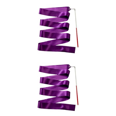 2 meter färgglatt gymband med snurrande pinne, bandstav för konstnärlig dans, dansband, gymnastikband för barn, rosenrött