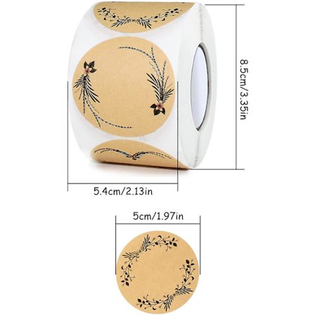 500 st Kraftpappersdekaler, Självhäftande Etiketter 5 cm, Marmeladburk