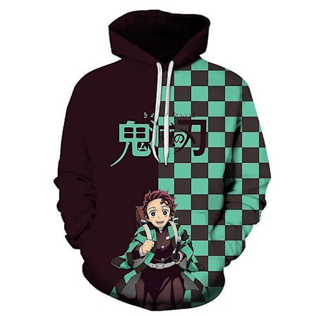Voksne Demon Slayer Anime Hoodie Tanjirou Nezuko 3D Print Hoodies Topper Trøje Gave