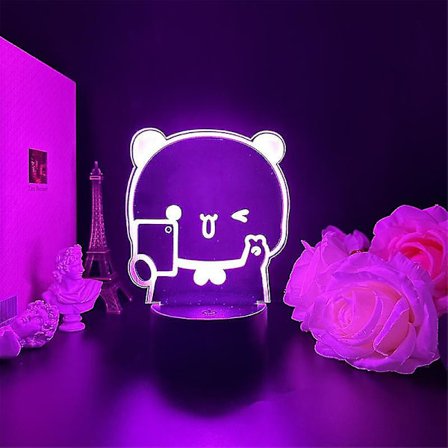 Bubu Dudu Panda Bjørn Figurer Leke Lysend Fargeskiftende Klar Holder Hjem Dekorasjon Festgaver -ES