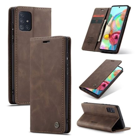 CaseMe Samsung Galaxy A71 Vintage kotelot - Kahvi