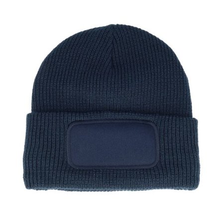 Beechfield - Blå cuff Beanie - French Navy Thinsulate Patch Cuff @ Hatstore