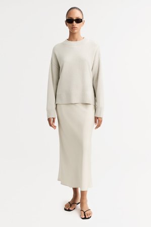 Soft Goat - Loose Fit Crewneck - Kaschmirpullover für Damen - L - Chalk