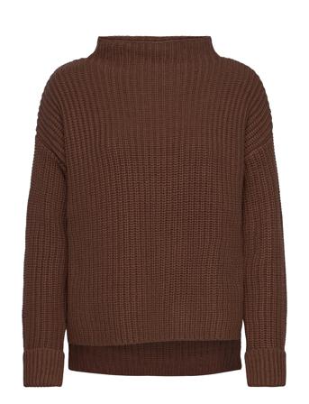 Slfselma Ls Knit T-Neck Brown Selected Femme