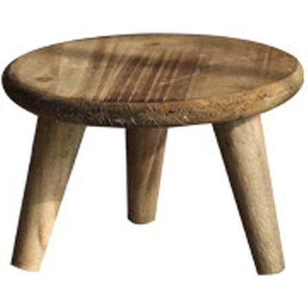 Mini Rund Träpall Kort Träpall för Växter Mini Träpall Display för Hem Uteplats (liten storlek: 19x19x12,5 cm), SD