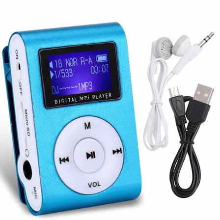 Understøtter 32GB hukommelseskort MP3-afspiller, bærbar musikenhed med anti-elektromagnetisk interferens, mini MP3-afspiller med LCD-skærm og klips