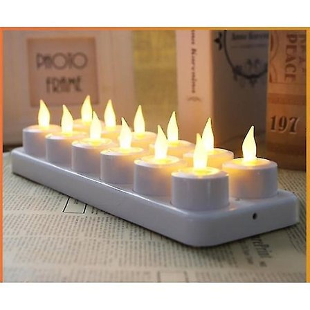 Flammeløse lys - 12 oppladbare LED-blinkende telys -DQ